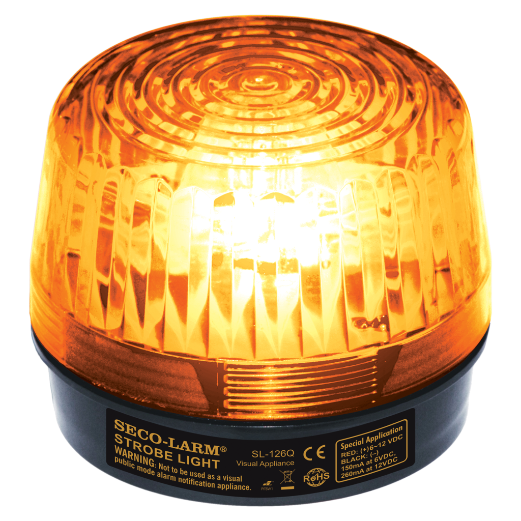 Luz estroboscópica de tubo de xenón: ámbar, 6 ~ 12 V CC, listada por UL