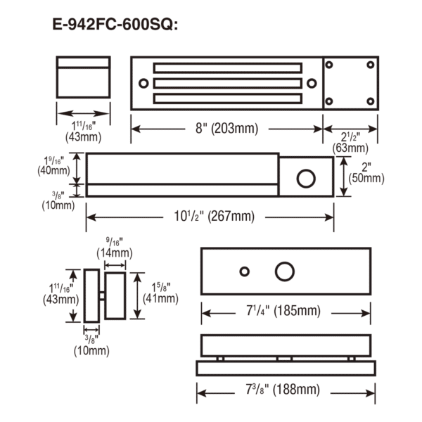 600-lb Electromagnetic Gate Lock, Face Mount, Weldable - Image 2