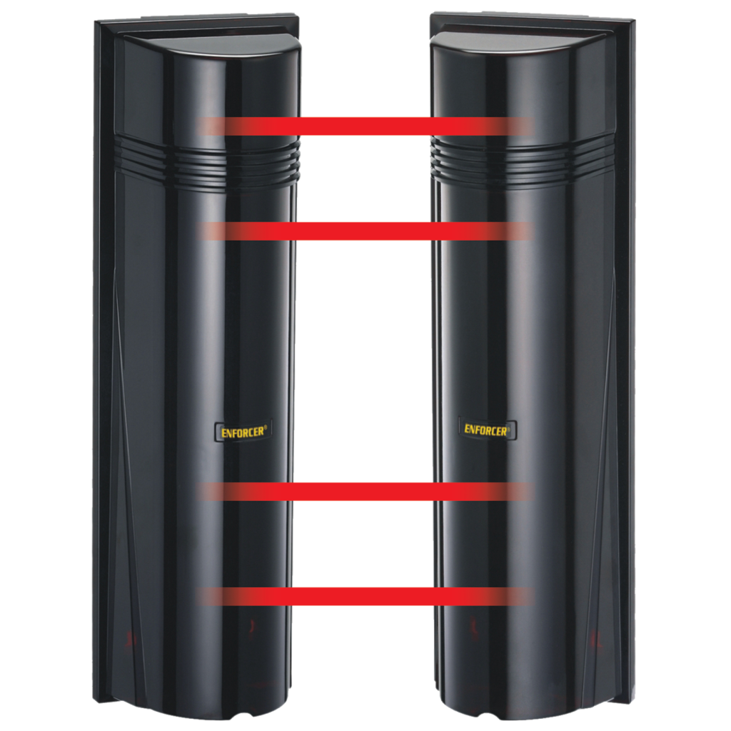 Detector de haz de luz cuádruple multifrecuencia E-964-Q330Q: 330 pies Al aire libre, 660 pies. Adentro