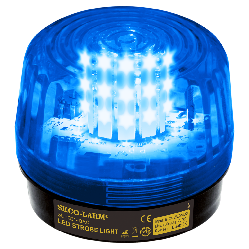 Luz estroboscópica LED: 32 LED, patrones y velocidades de flash ajustables, azul