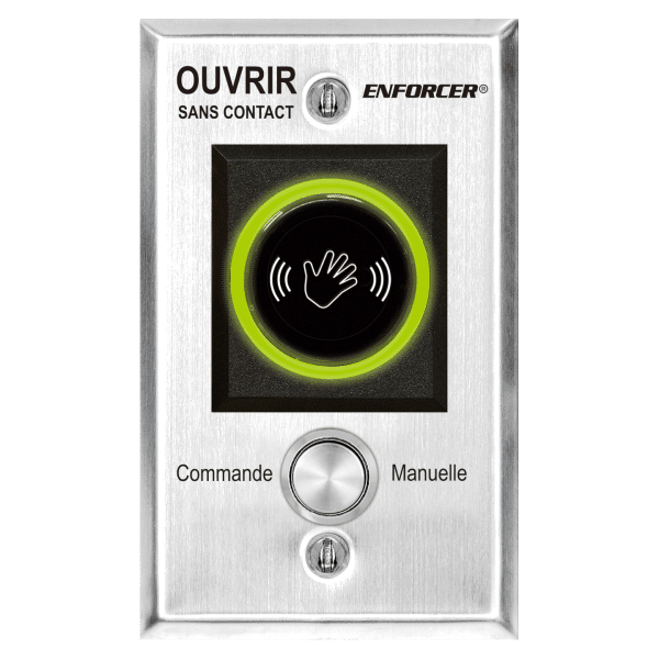 Wave-To-Open Sensor with Manual Override Button - French