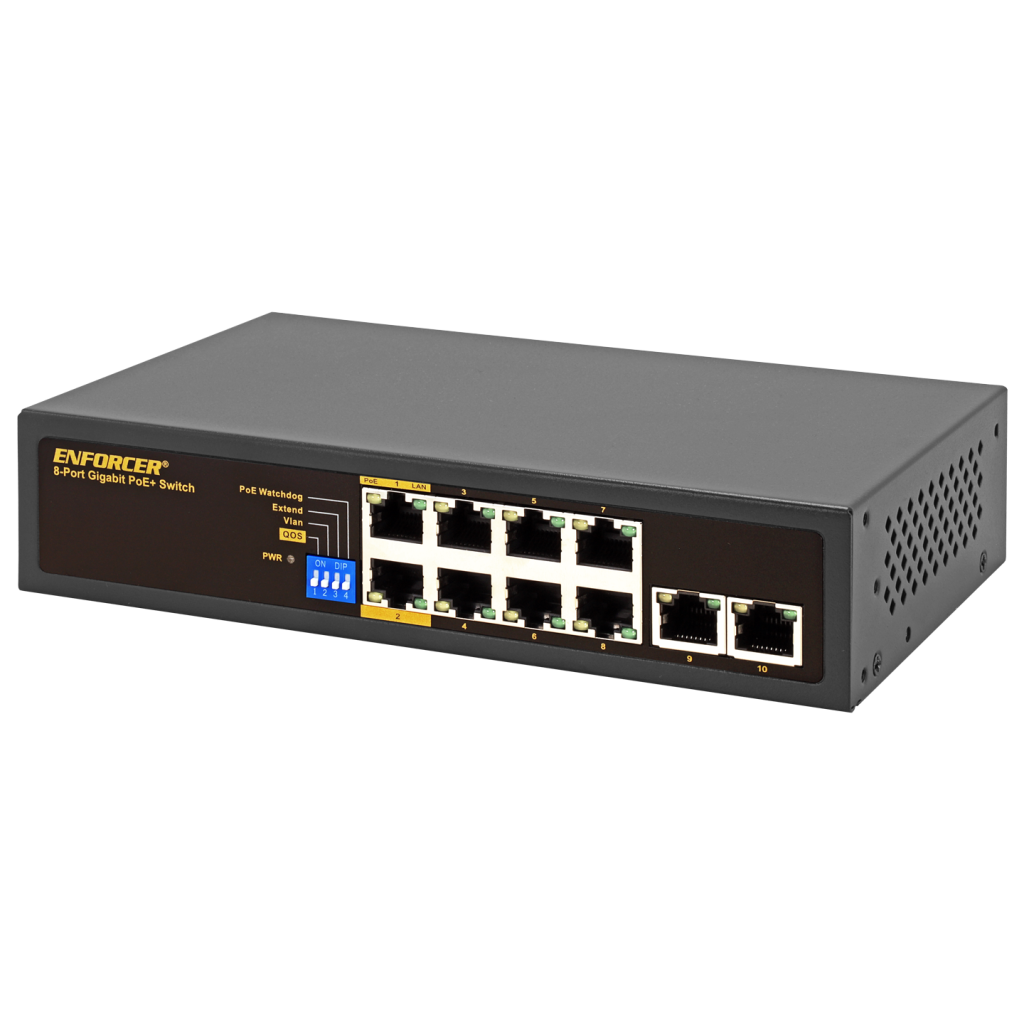 Conmutador PoE+ Gigabit no gestionado de 8 puertos con IA